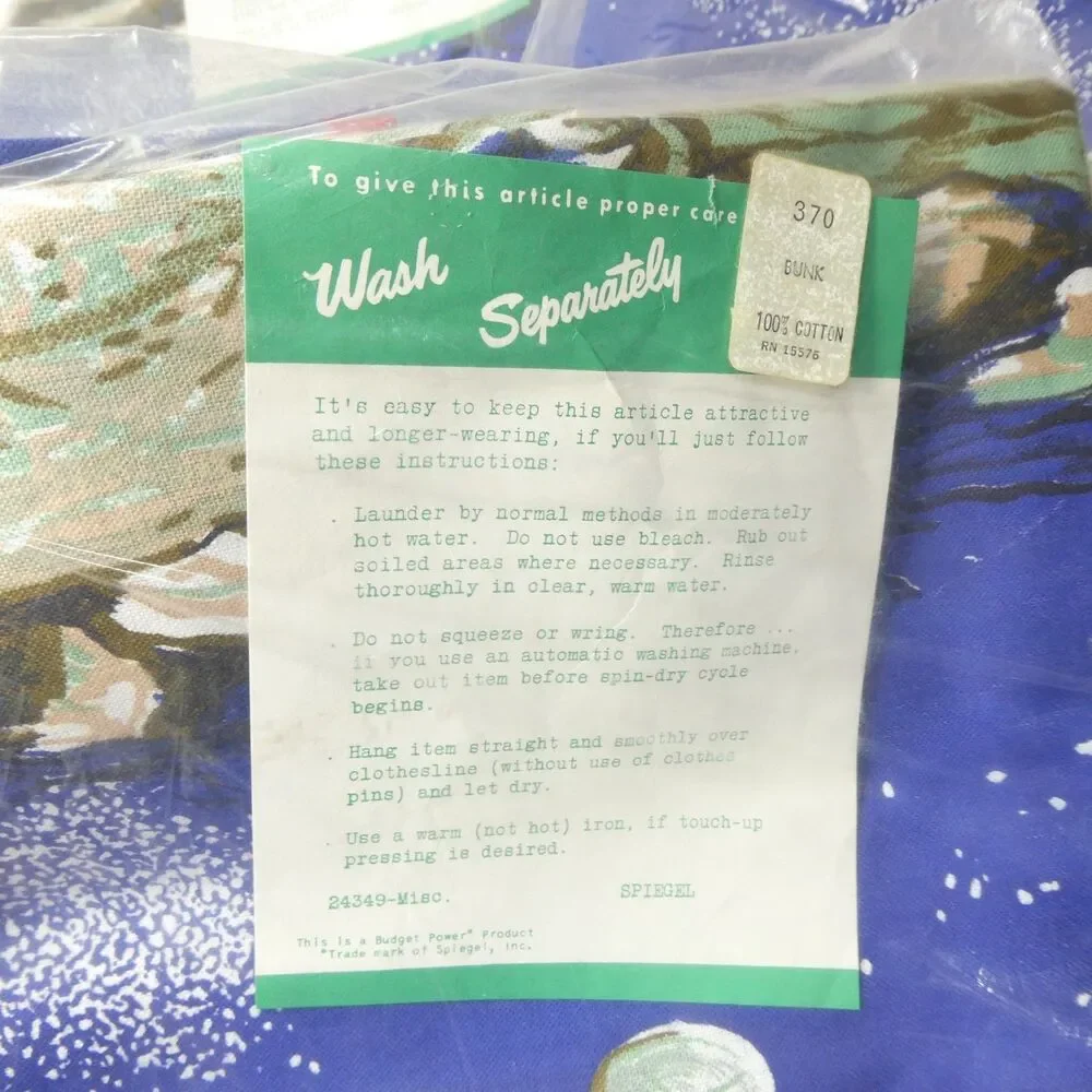 Space Race Moon Landing Sheets Spiegel Cotton Bunk & Sham Vintage NOS 1960s